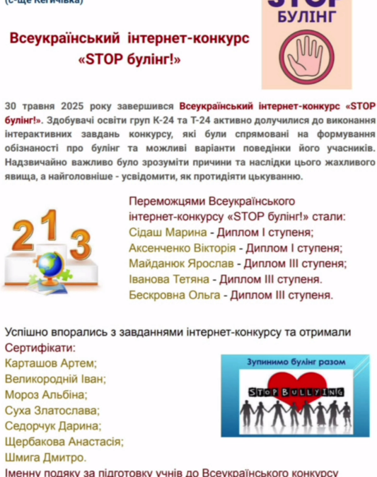 Всеукраїнський конкурс “STOP булінг”